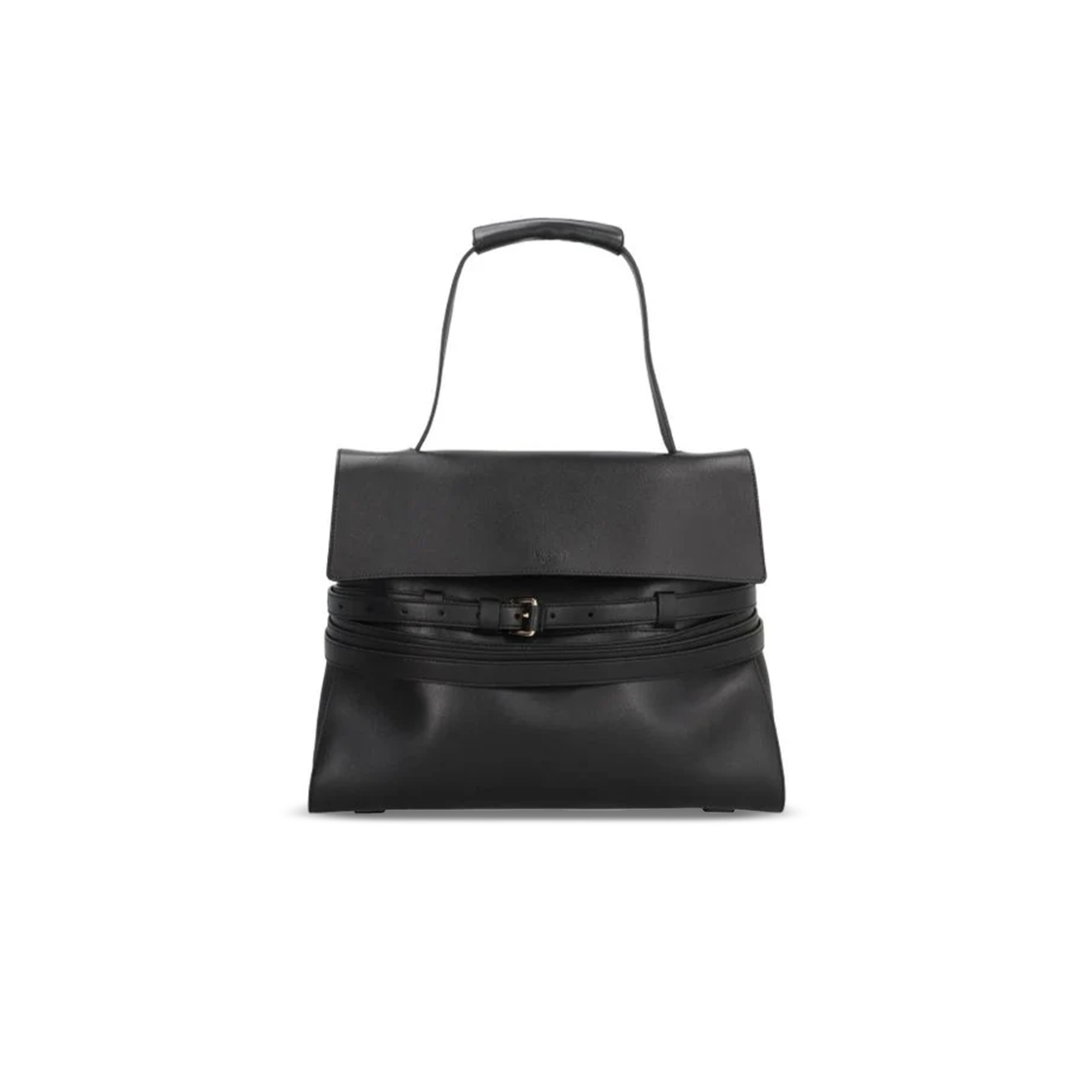 MOSCHINO TIE ME BELTED LEATHER TOTE BAG (38.5*31*15cm)